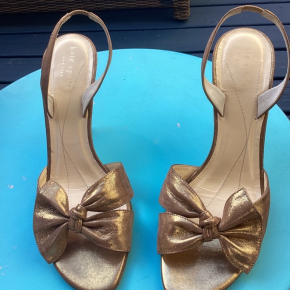 KATE SPADE GOLD 4INCH SLING BACK SANDAL - Picture 9 of 15